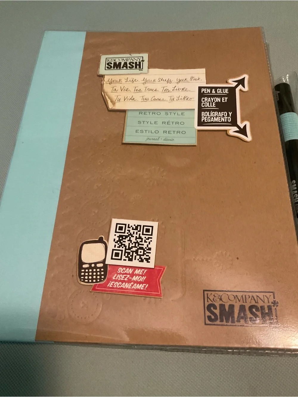 K&Company SMASH! Retro Style Brown & Light Blue Smash Book New